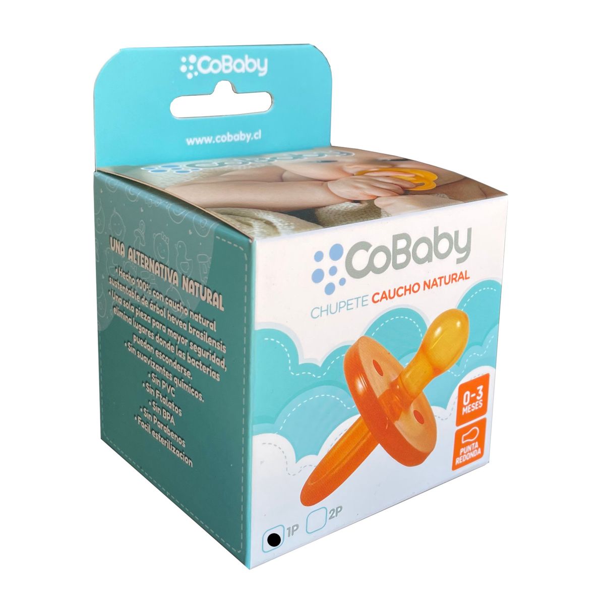 COBABY - CHUPETE CAUCHO NATURAL PUNTA REDONDA DE 0 A 3 MESES COBABY