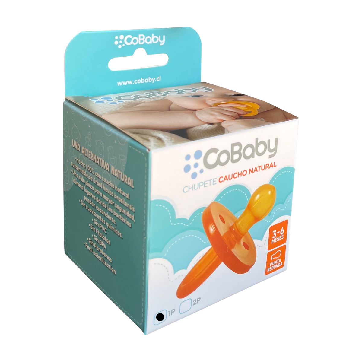COBABY - CHUPETE 3 A 6 MESES CAUCHO NATURAL PUNTA REDONDA COBABY