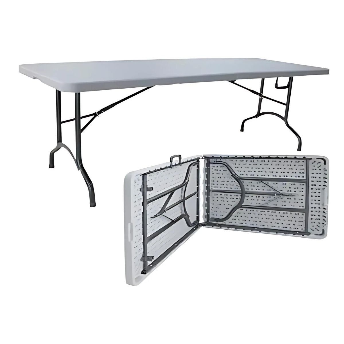 TODODESCUENTO - Mesa Plegable Maleta 180cm, Arma Fácil Blanca