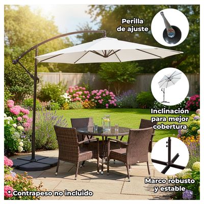 Imagen 2 del producto Quitasol Lateral 3m con Brazo Sombrilla Exterior Ajustable
