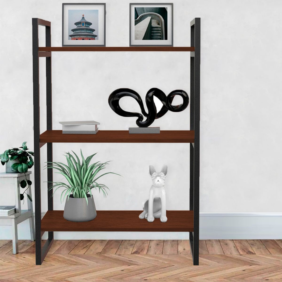 BRASFORMA - REPISA FLOTANTE INDUSTRIAL 3 TABLAS 90X60X34cm CAFE BRASFORMA