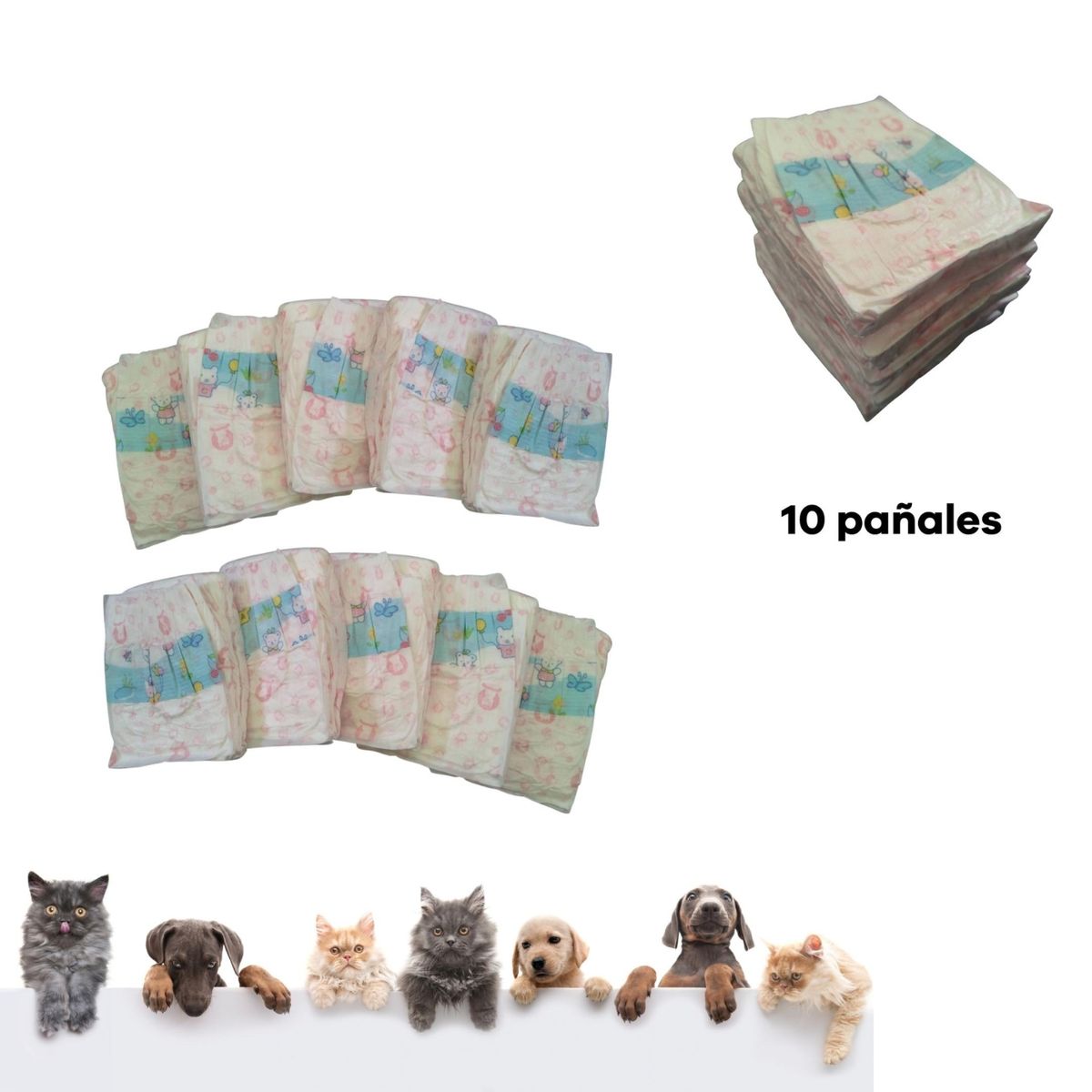 GENERICO - Pañales Desechables Mascotas perros 10 und talla L