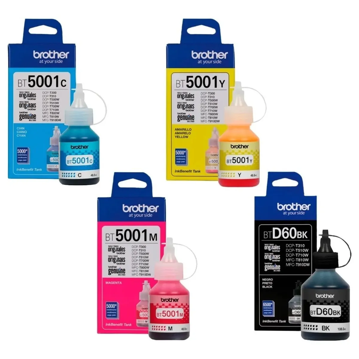 BROTHER - Pack De 4 Tintas Brother Para Impresoras T710 T720 T520 T510