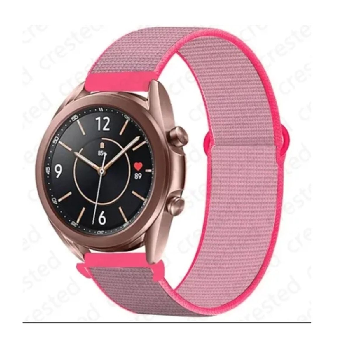 GENERICO - Correa 20 Mm Smartwatch Samsung /huawei Nylon Plomo Rosa