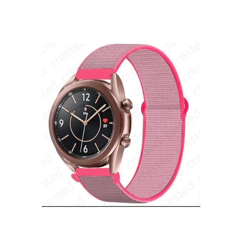 GENERICO - Correa 20 Mm Smartwatch Samsung /huawei Nylon Plomo Rosa