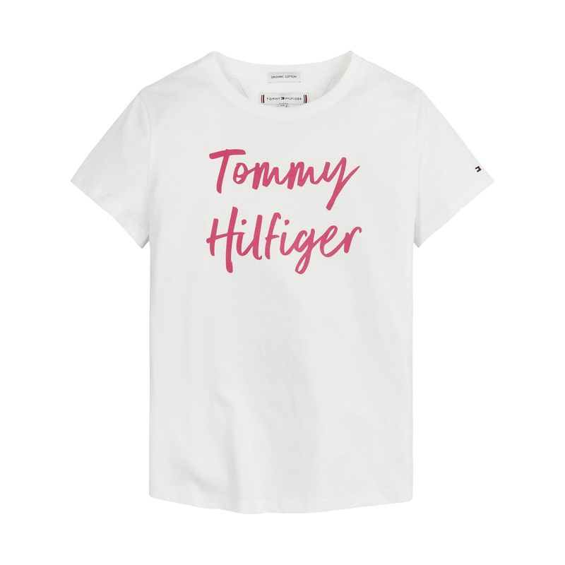 TOMMY HILFIGER - Polera Essential Con Logo Script Blanco Tommy Hilfiger