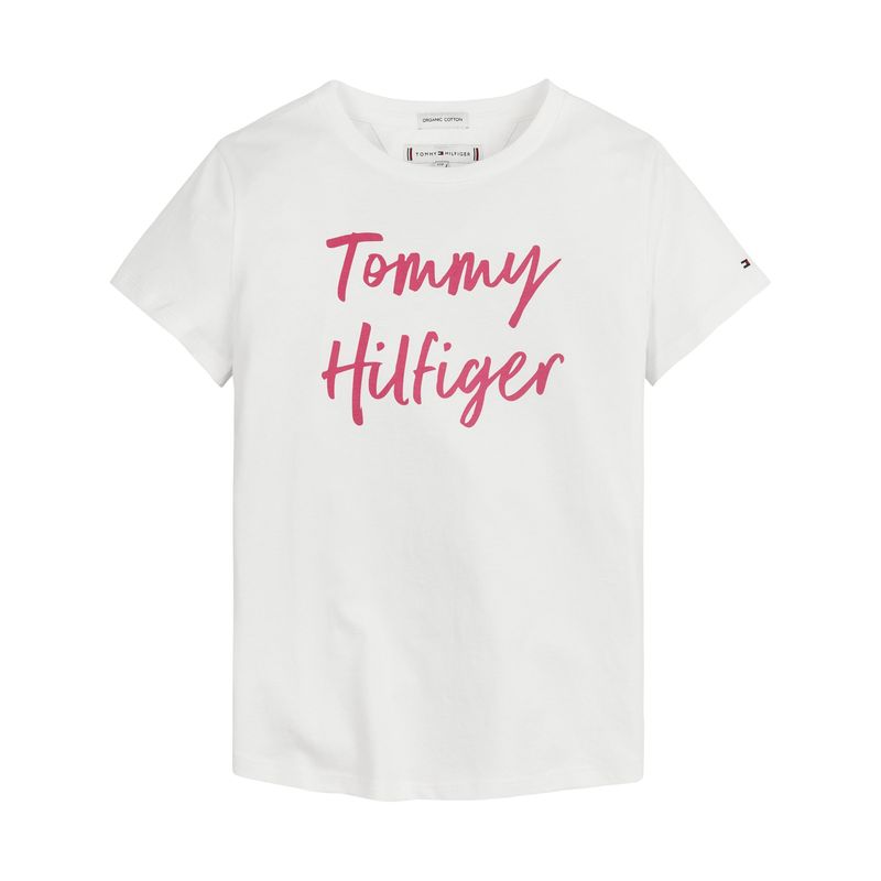 TOMMY HILFIGER - Polera Essential Con Logo Script Blanco Tommy Hilfiger
