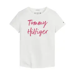 TOMMY HILFIGER - Polera Essential Con Logo Script Blanco