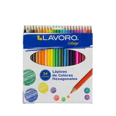 LAVORO - Caja lápices 24 colores largos hexagonales