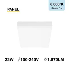 DEMASLED - Panel LED cuadrado FRAMELESS Sobrepuesto de 17x17cm 22W Blanco Frío