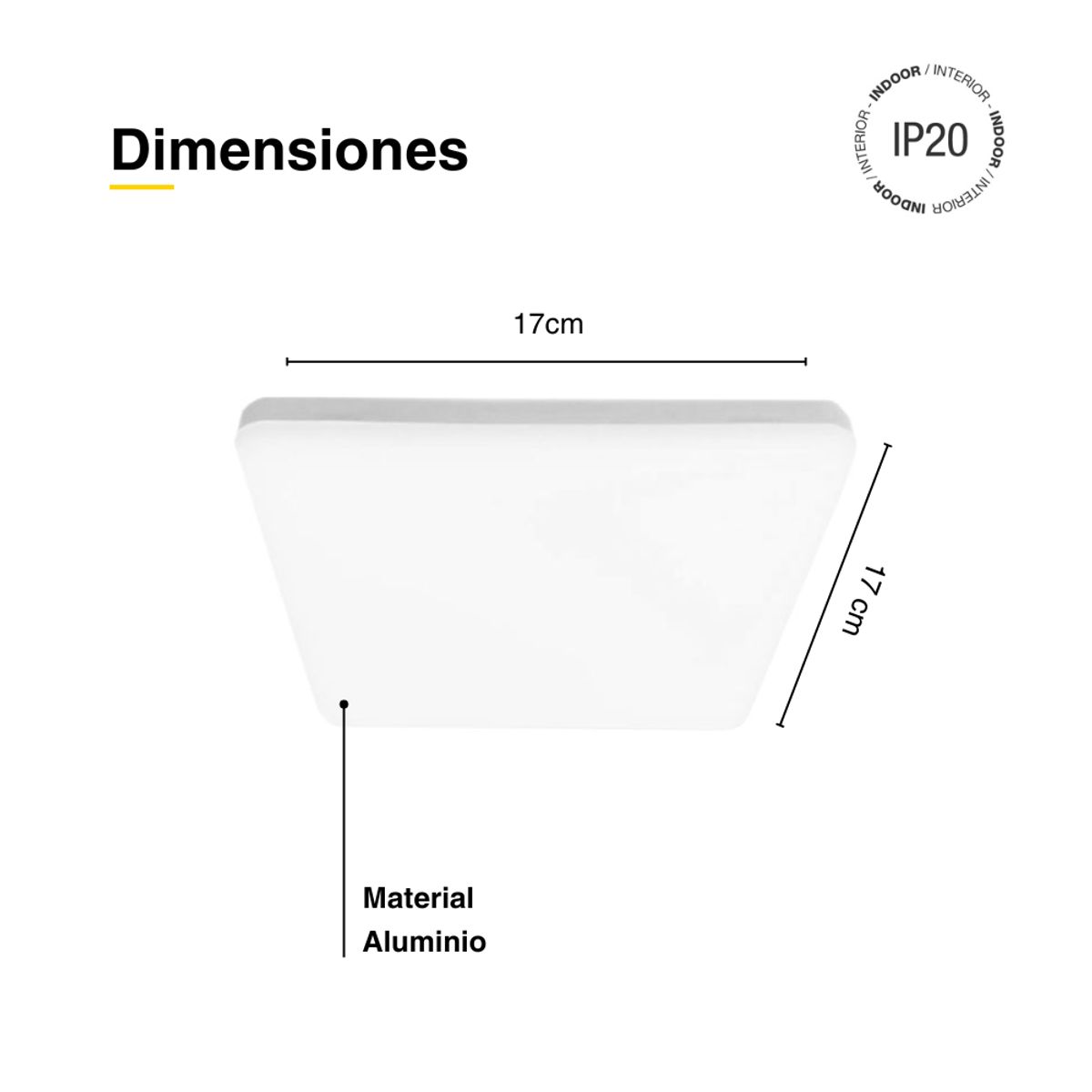 DEMASLED - Panel LED cuadrado FRAMELESS Sobrepuesto de 17x17cm 22W Blanco Frío