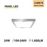 Foco LED Cuadrado Borde Niquelado Sobrepuesto 30x30Cm 24W BlancoCalido
