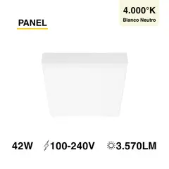 DEMASLED - Panel LED cuadrado FRAMELESS Sobrepuesto de 22x22cm 42W Blanco Neutro