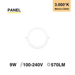 DEMASLED - Foco LED redondo blanco Embutido de 145cm 9W Blanco Cálido