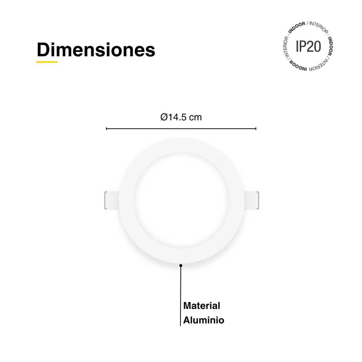 DEMASLED - Foco LED redondo blanco Embutido de 145cm 9W Blanco Cálido