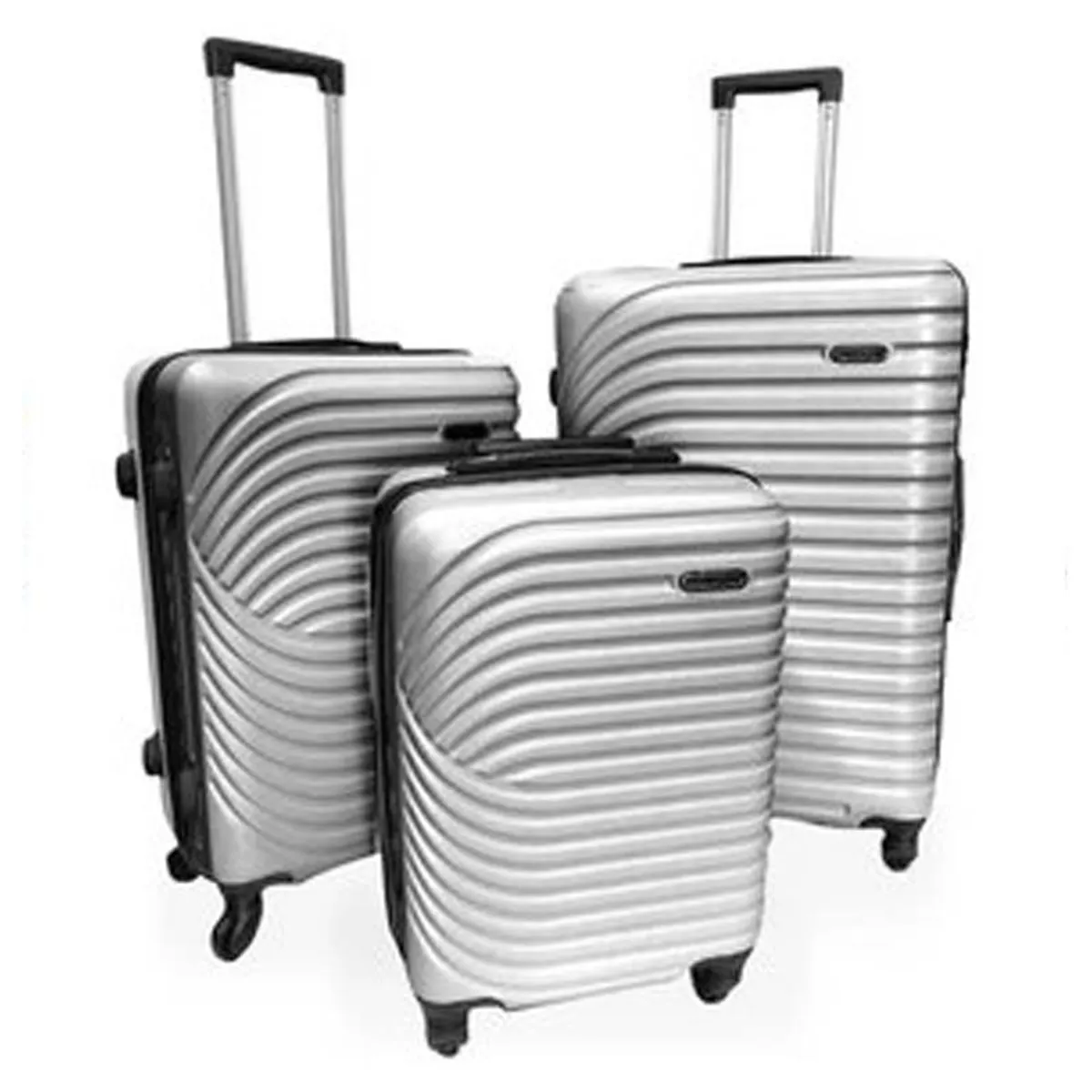 TODODESCUENTO - Set 3 Maletas Abs Ruedas 360°- PLATA