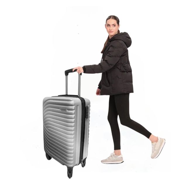 TODODESCUENTO - Set 3 Maletas Abs Ruedas 360°- PLATA