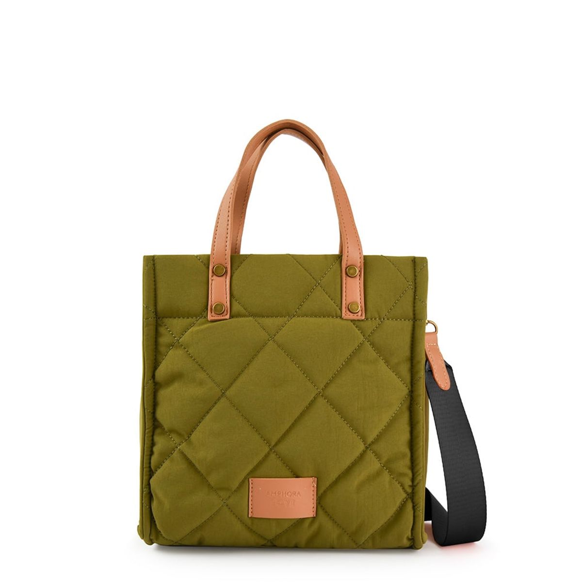 AMPHORA - Cartera tote josefa pequeña verde oliva