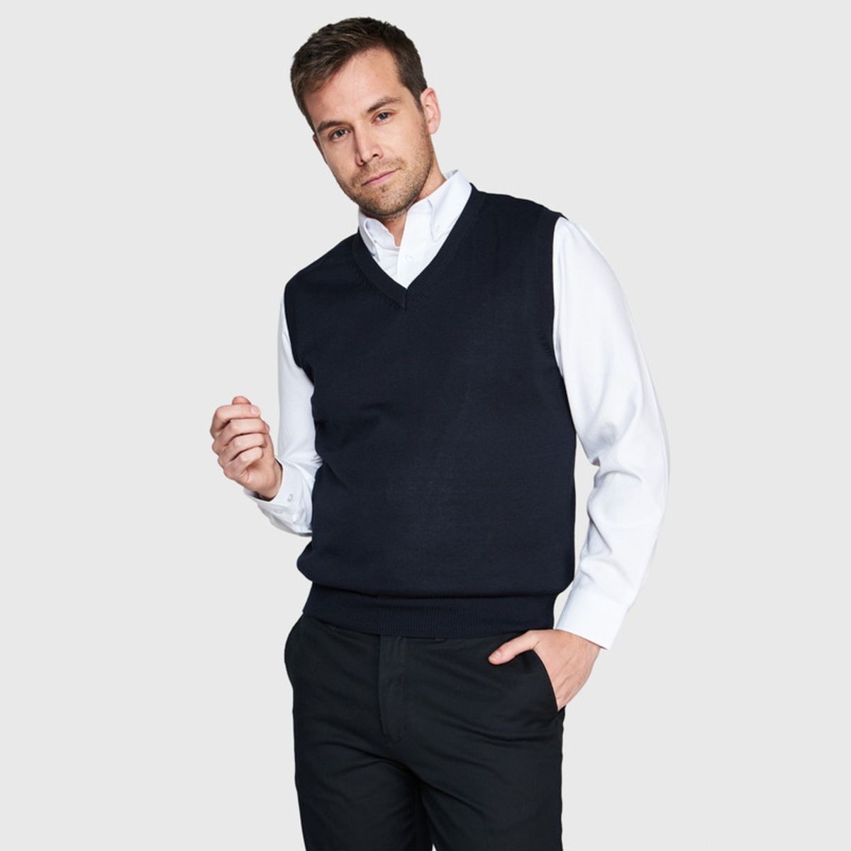 JAYSON - Sweater Cuello V Sin Manga Hombre