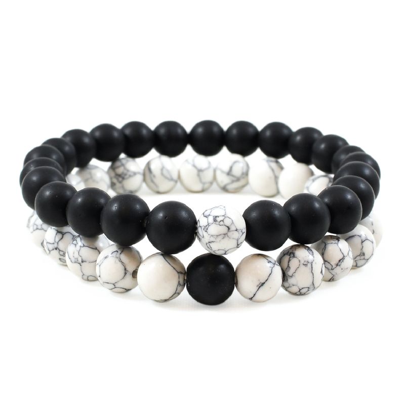MILLAM - Pulseras de Parejas con Piedra Ónix Howlita Blanca
