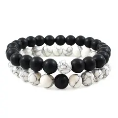 MILLAM - Pulseras de Parejas con Piedra Ónix Howlita Blanca
