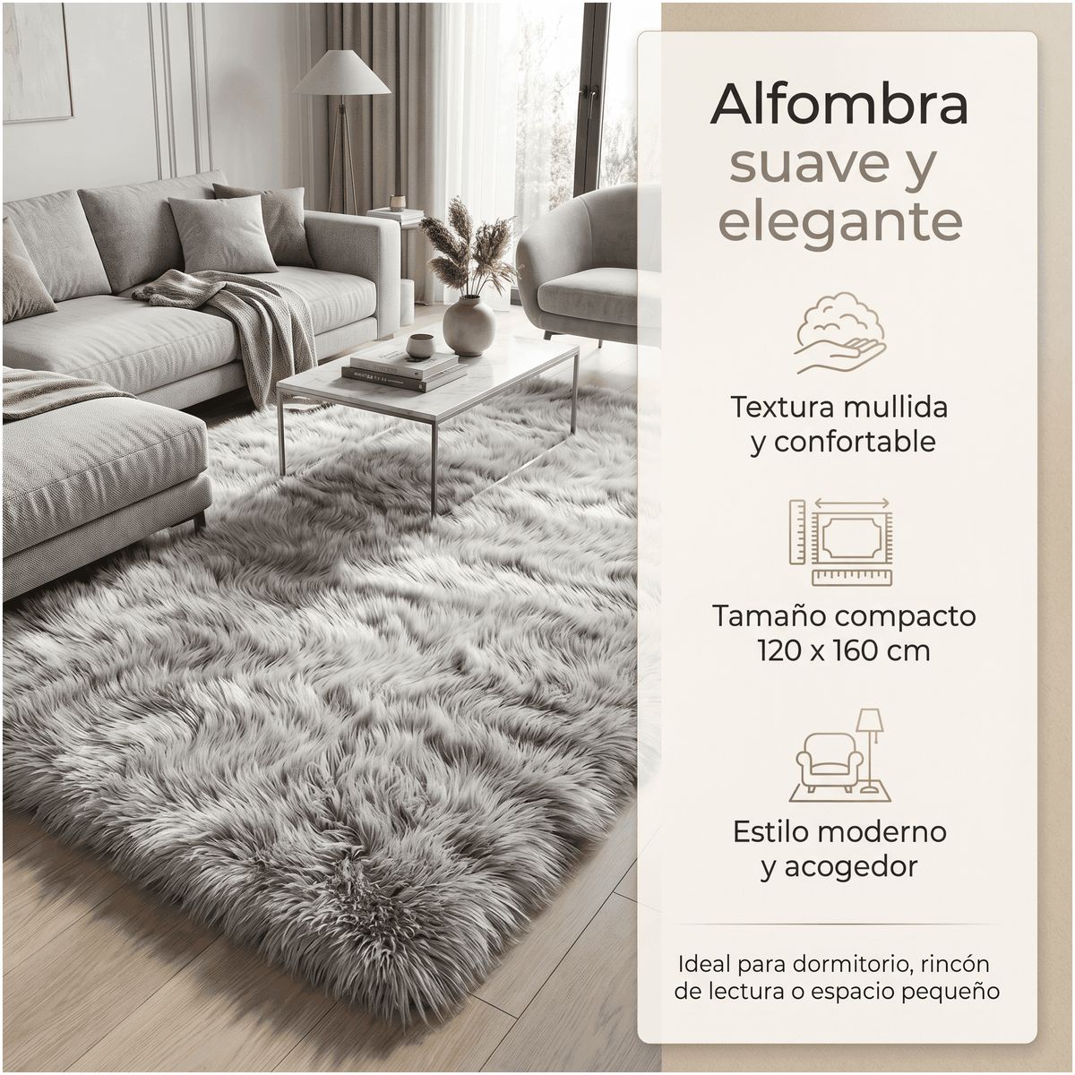 HOMER DESIGN - Alfombra 120x160cm Peluda Super Suave para living homer design