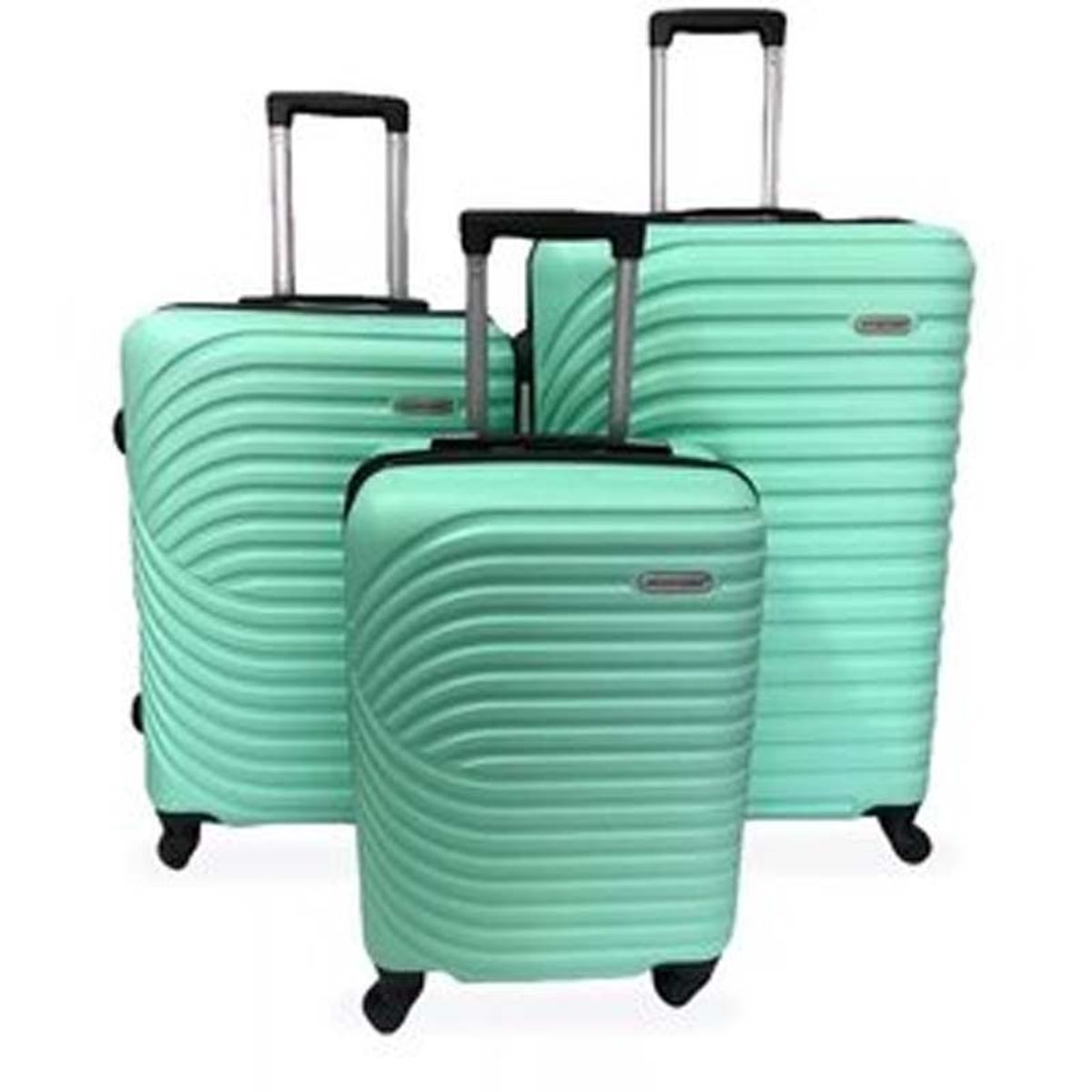 TODODESCUENTO - Set 3 Maletas Abs Ruedas 360° - Menta.