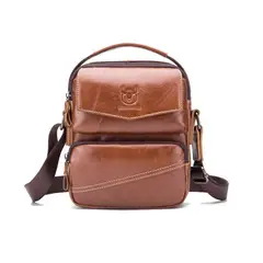 GENERICO - Bolso bandolera Hombre Cuero Genuino Bull Captain Mod Doble