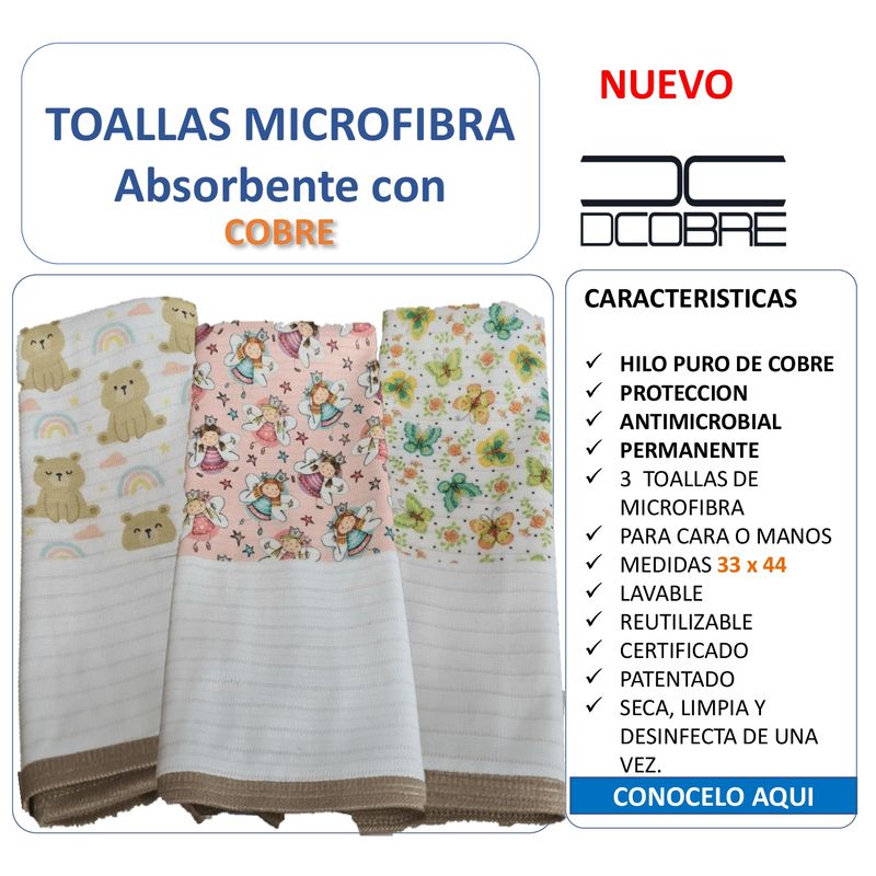 GENERICO - PACK 3 TOALLAS MICROFIBRA HADA EN COBRE
