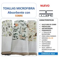 GENERICO - PACK 3 TOALLAS MICROFIBRA ANIMALITOS DEL BOSQUE EN COBRE