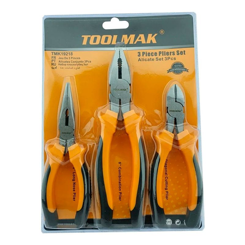 GENERICO - Set Kit Juego De Alicates 3 Piezas Toolmak