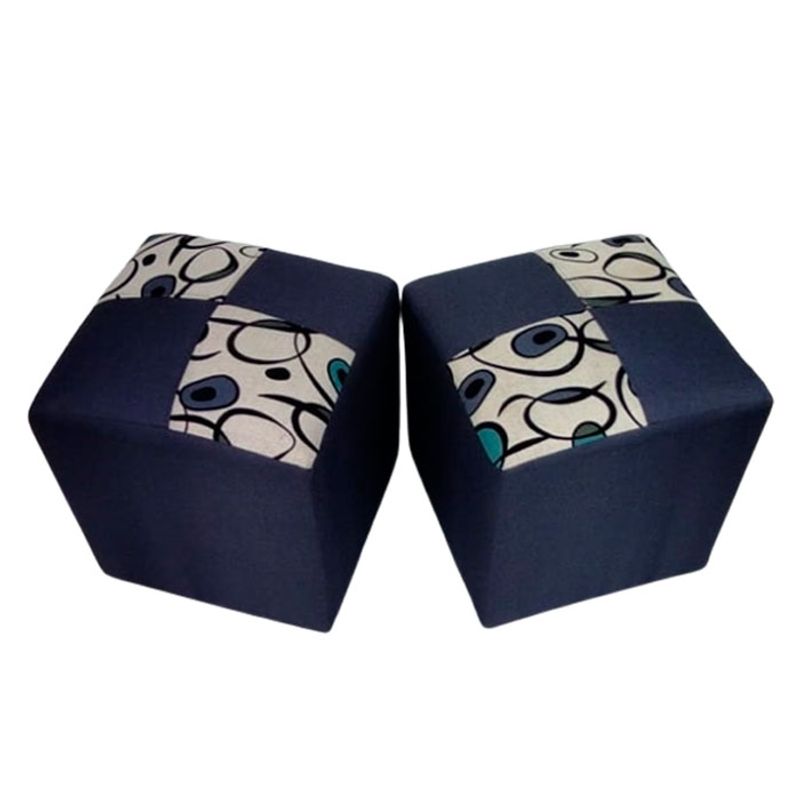 MUEBLERIA LATINA - PACK 2 POUF LINO COMPOSE AZUL