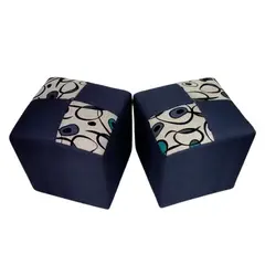MUEBLERIA LATINA - PACK 2 POUF LINO COMPOSE AZUL
