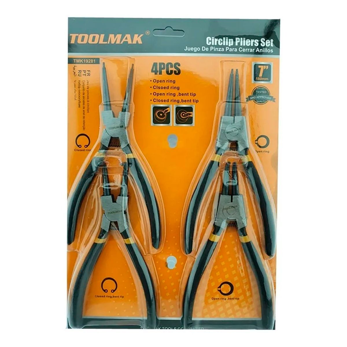 GENERICO - Juego/set/kit De Alicates Sacaseguros 7 Pulgadas Toolmak