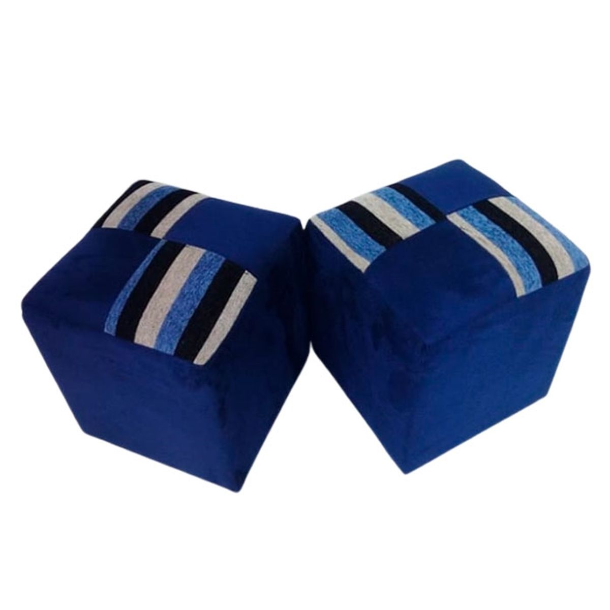 MUEBLERIA LATINA - PACK 2 POUF FELPA COMPOSE AZUL