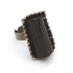 VEINTISEIS VEINTE - ANILLO CUARZO NEGRO PLATA / JOYAS 2620