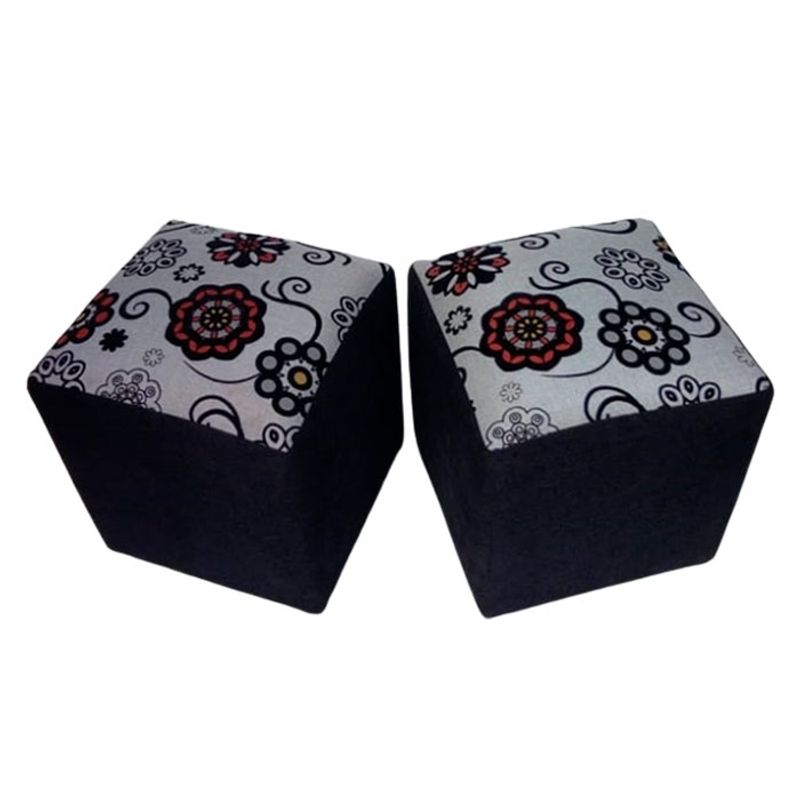MUEBLERIA LATINA - PACK 2 POUF LINO COMPOSE NEGRO