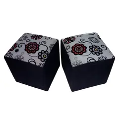 MUEBLERIA LATINA - PACK 2 POUF LINO COMPOSE NEGRO