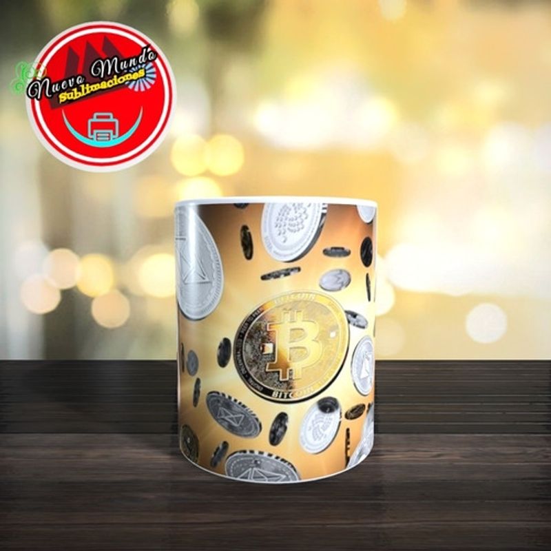 GENERICO - Taza Blanca Tokens Criptomonedas Variedad De Monedas