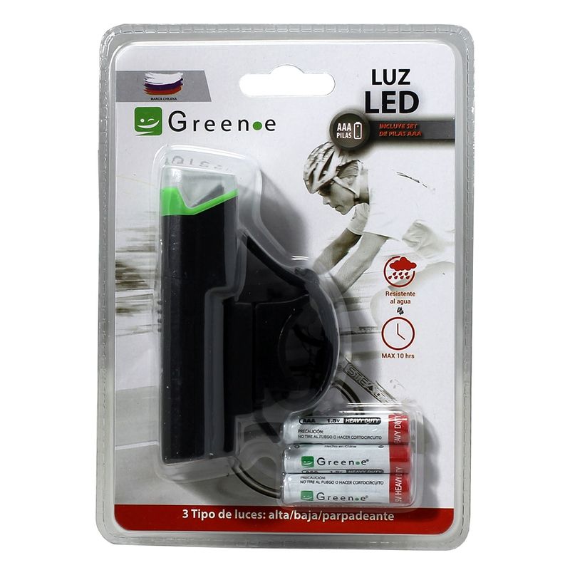 GREEN E - Luz LED Bicicleta Delantera Verde