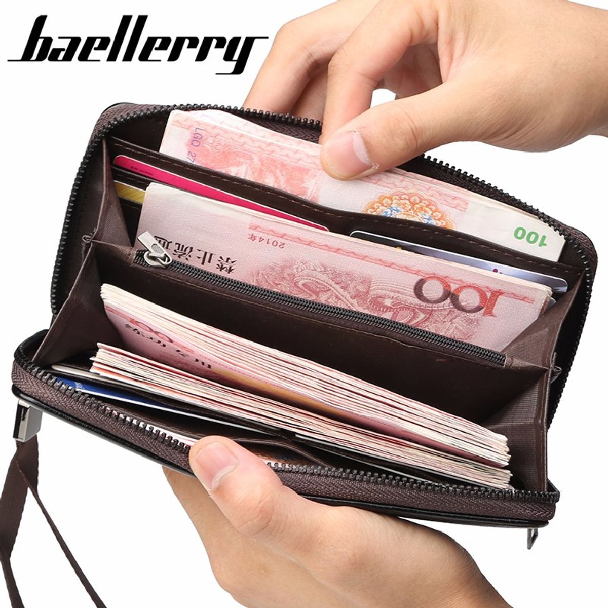 BAELLERRY - Chequera Amplia Elegante Cuero Pu Baellerry Mod Zipp