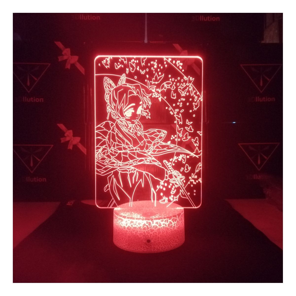 3DILUTION - Lámpara Ilusión 3d Shinobu Demon Slayer Base Agrietada
