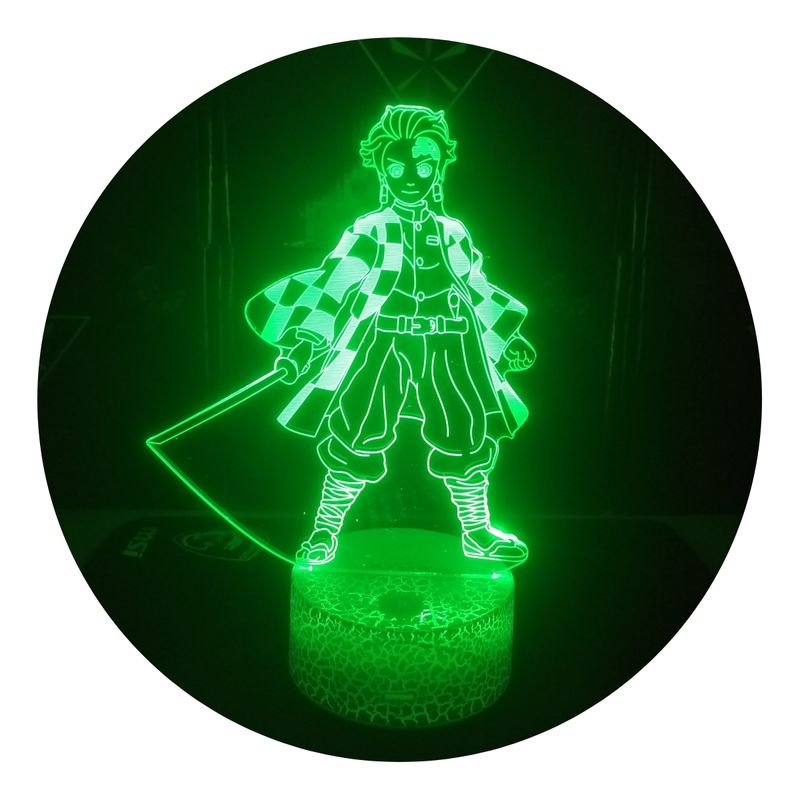 3DILUTION - Lámpara Ilusión 3d Tanjiro Kamado Kimetsu Base Agrietada