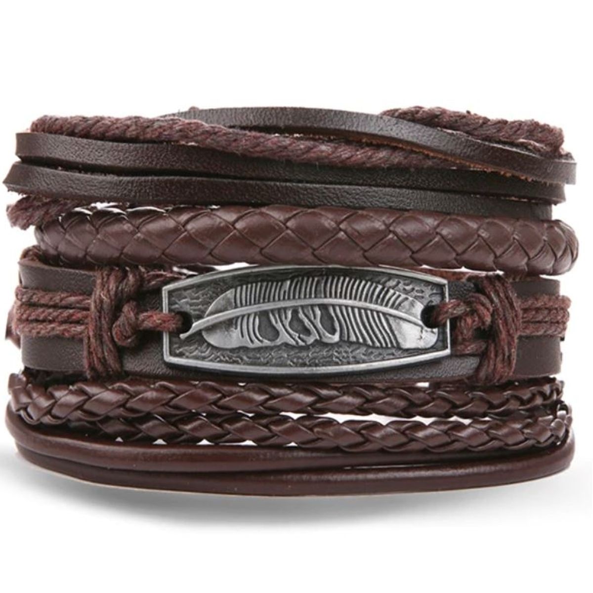 GENERICO - Pulsera De Cuero Ajustable Unisex Modelo Pluma