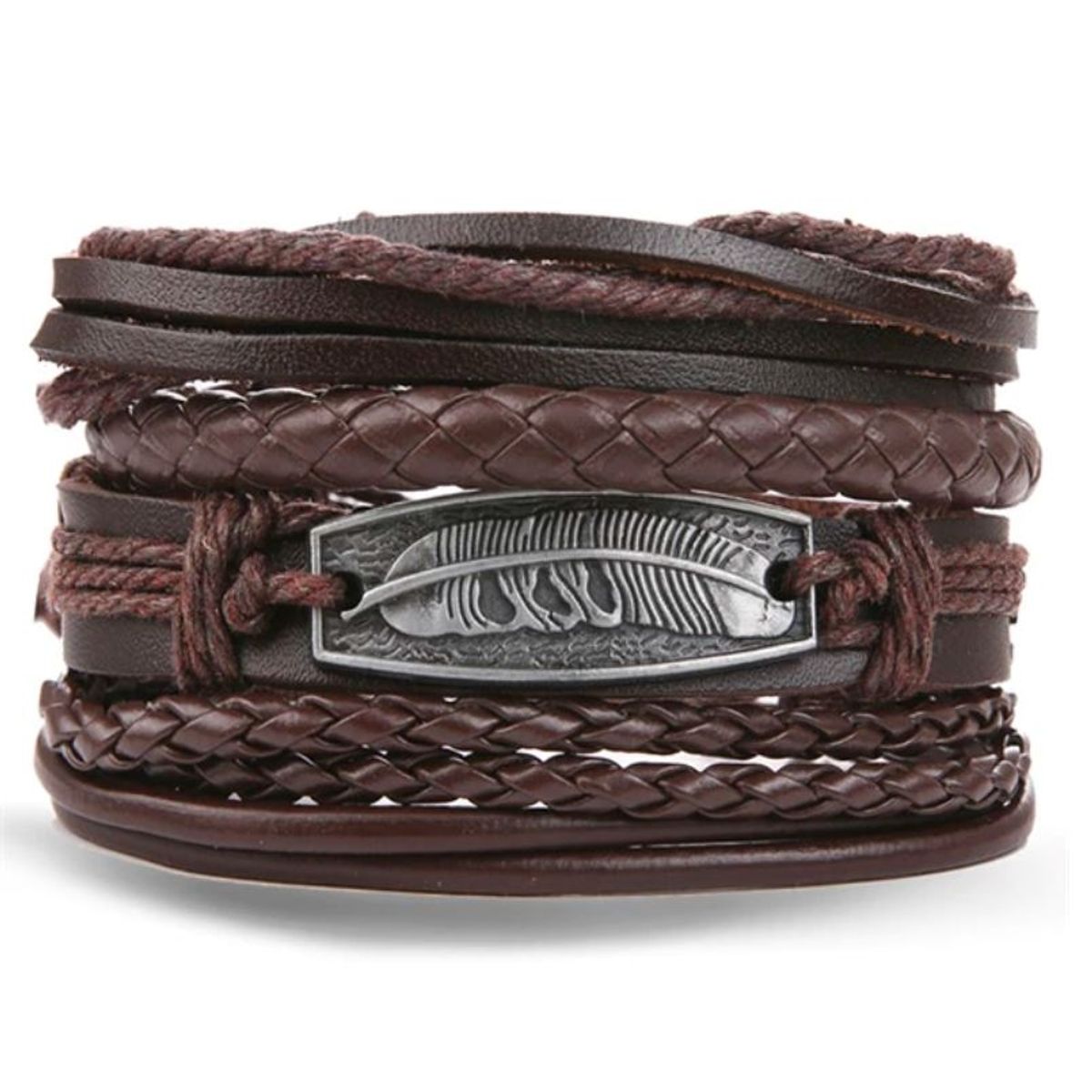 GENERICO - Pulsera De Cuero Ajustable Unisex Modelo Pluma