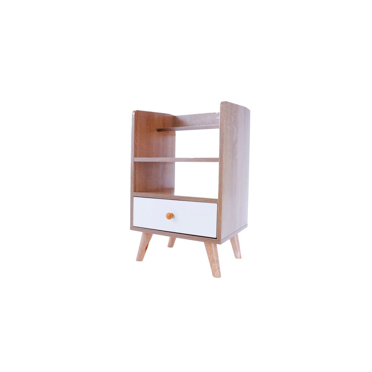 HOME & DESING - Velador Blanco - Walnut 1 Cajón Estilo Nórdico Mi Casa