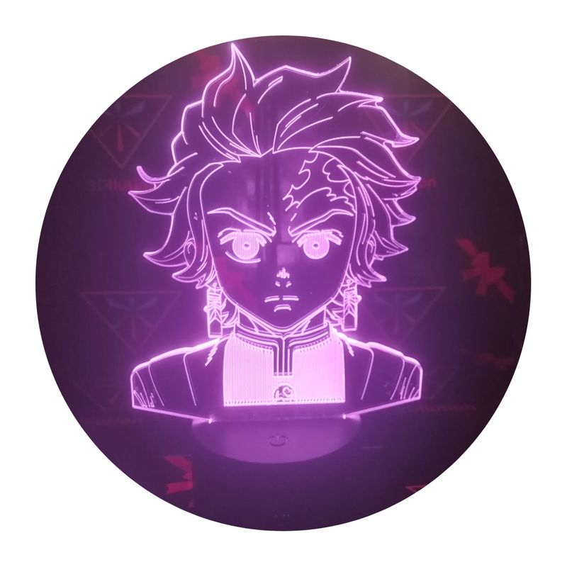 3DILUTION - Lámpara Ilusión 3d Tanjiro Kamado Demon Slayer Base Negra