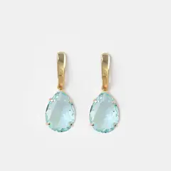 PSK JOYAS - Aro Mujer Enchape De Oro 18 Kt Cristal Agua Raquel