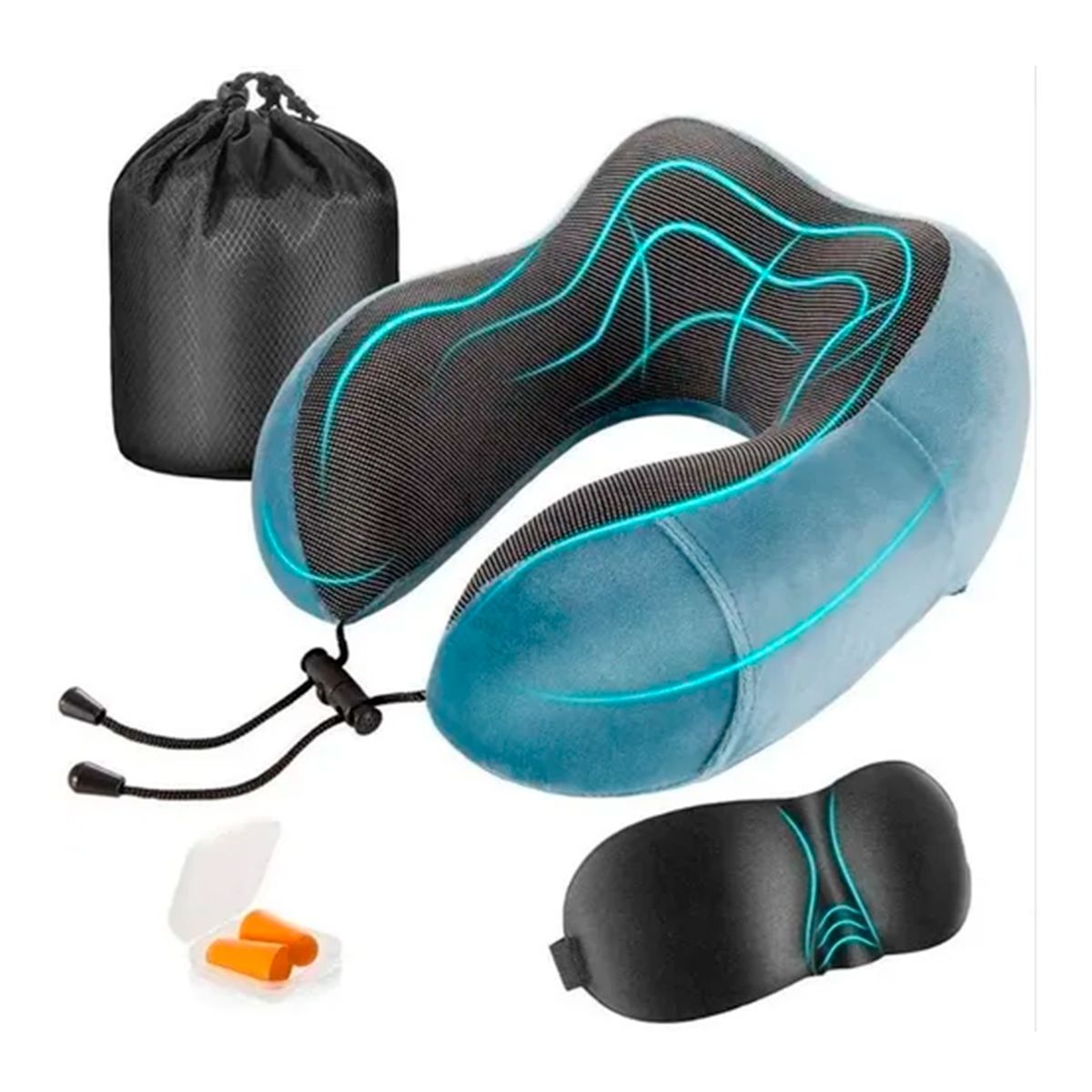 GENERICO - Cojín para Cuello Cómodo Y Relajante Ideal para Viaje Azul