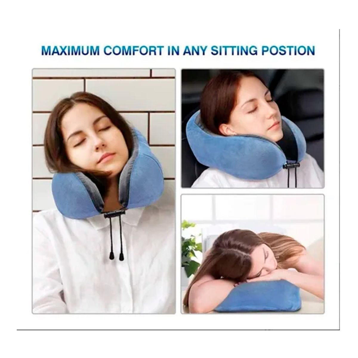 GENERICO - Cojín para Cuello Cómodo Y Relajante Ideal para Viaje Azul